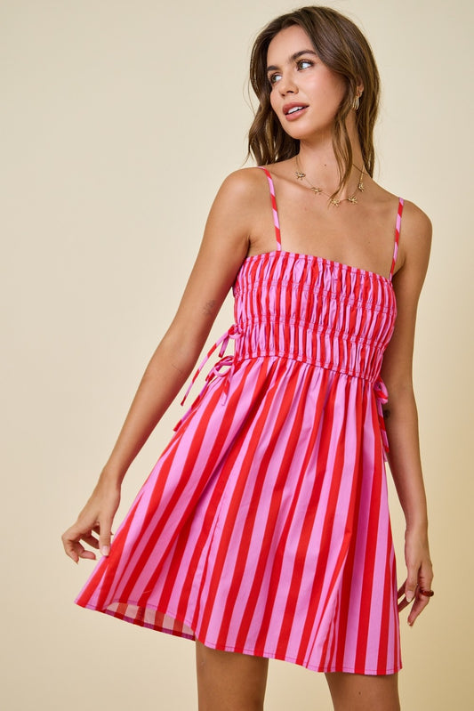 Striped Smocked Babydoll Dress