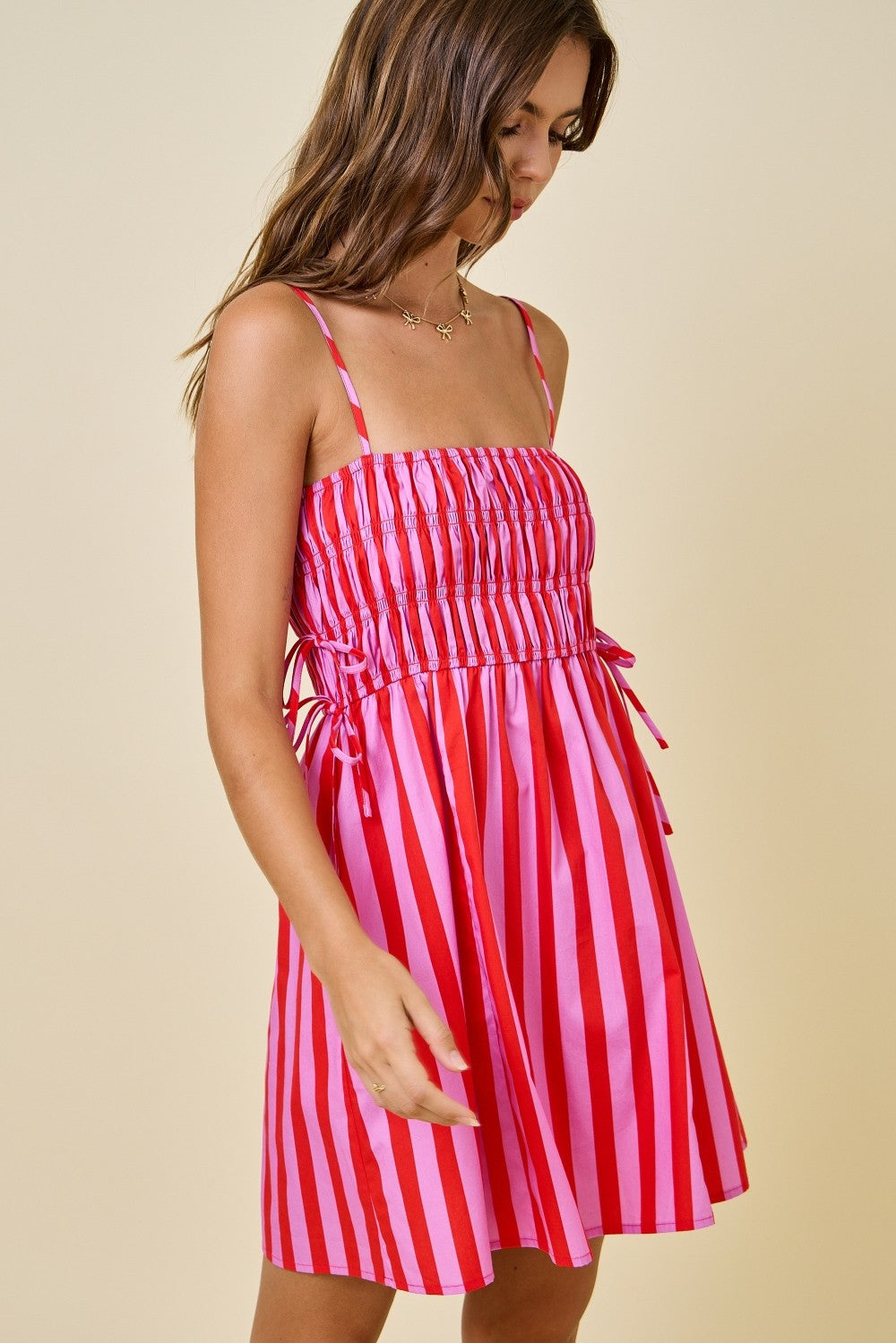 Striped Smocked Babydoll Dress