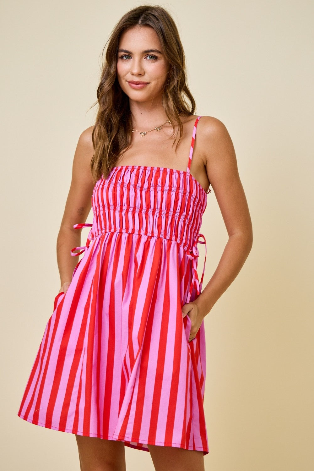 Striped Smocked Babydoll Dress