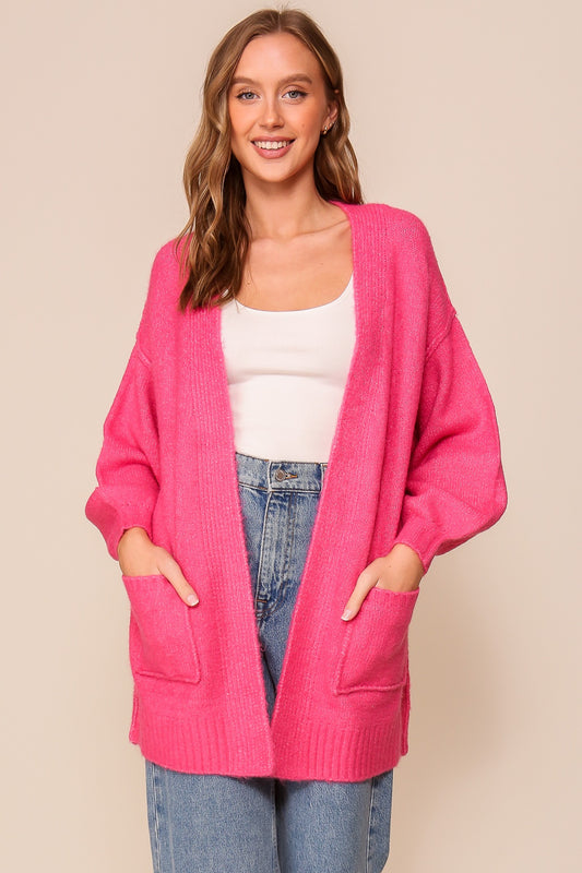 Pink Oversized Cardigan