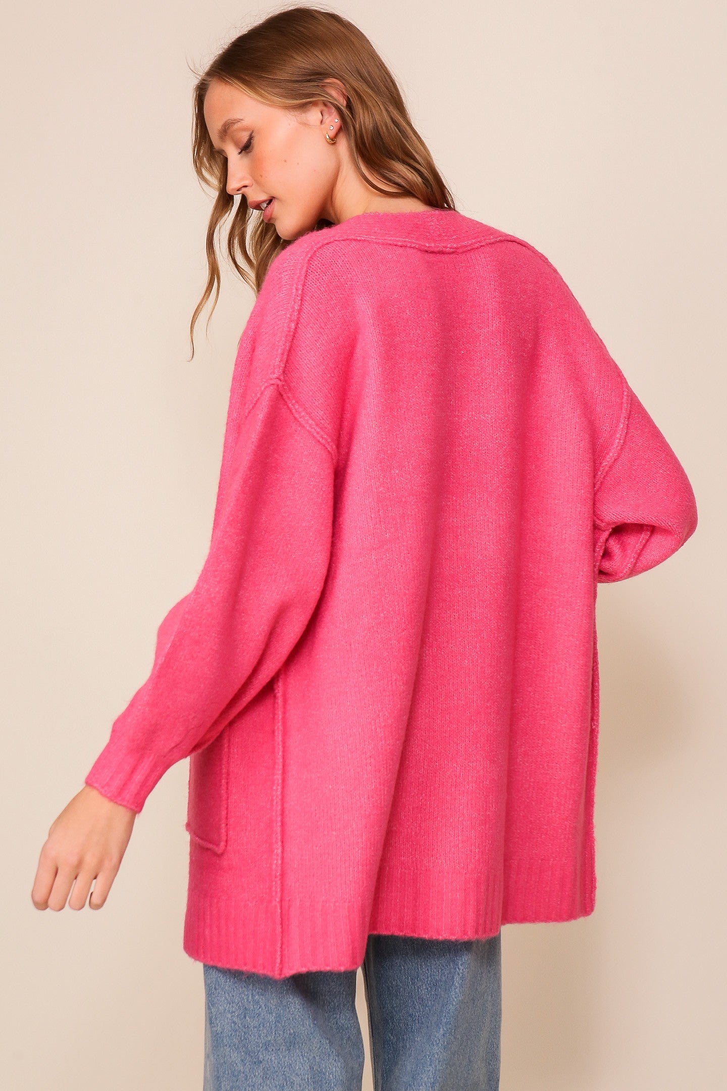 Pink Oversized Cardigan