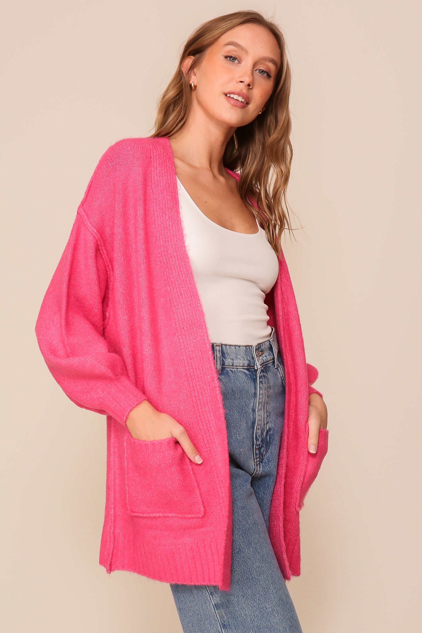 Pink Oversized Cardigan