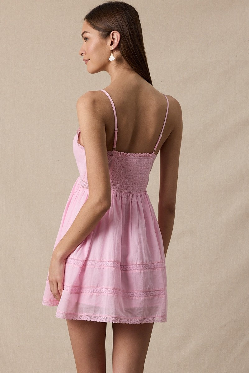 Bubblegum Pink Lace Mini Dress