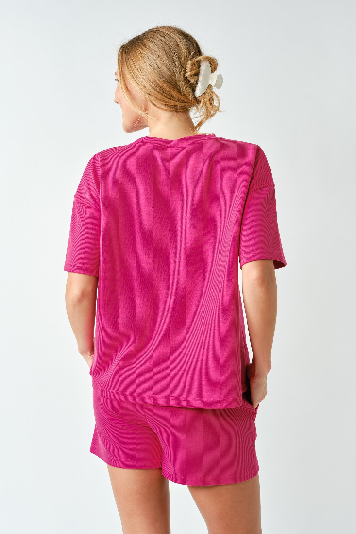 Pink Rib Knit Top