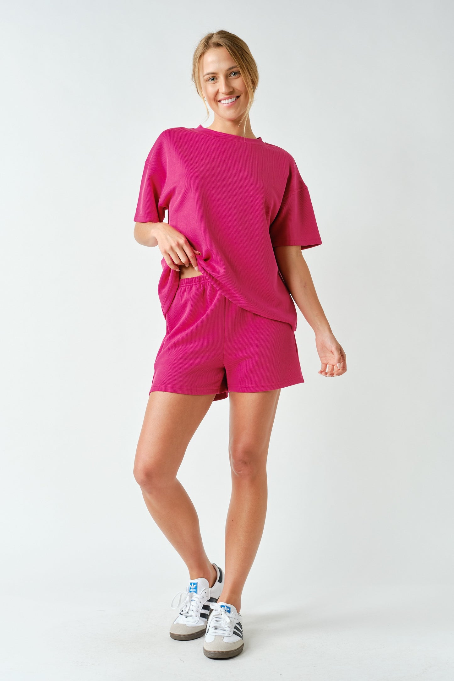Pink Rib Knit Shorts