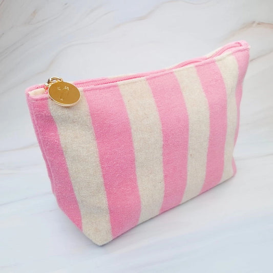 Striped Textured Makeup Bag