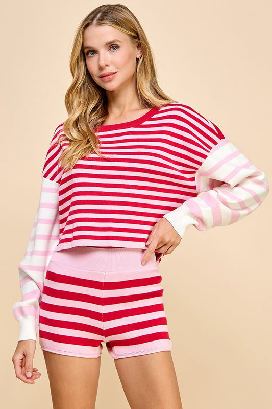 Pink/Red Stripe Pullover