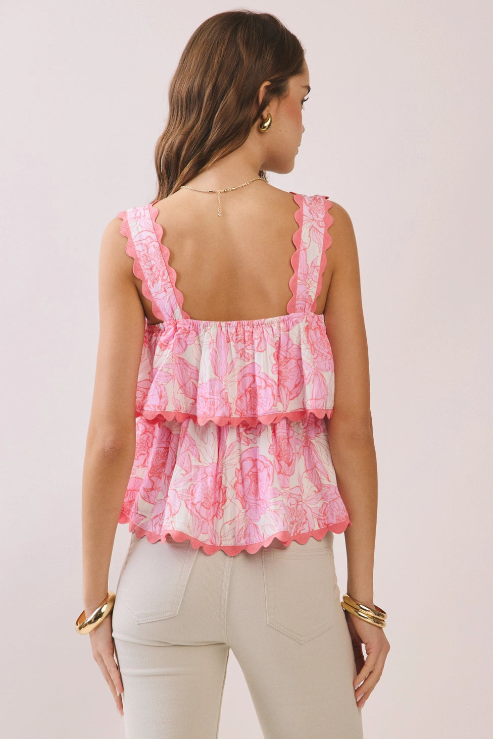 Pink Scalloped Ruffle Top