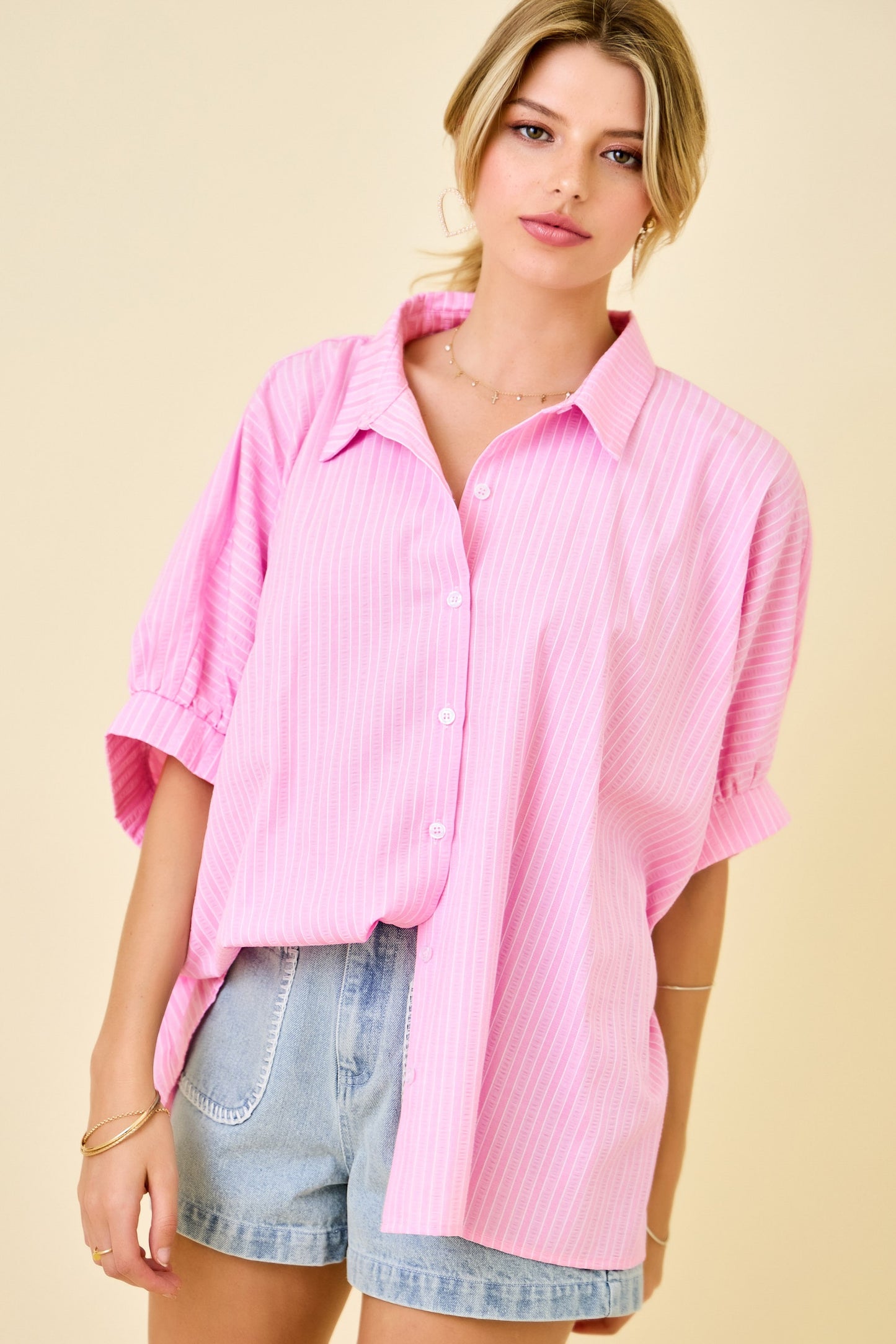 Pink Stripe Oversized Shirt