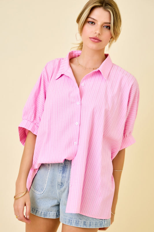 Pink Stripe Oversized Shirt