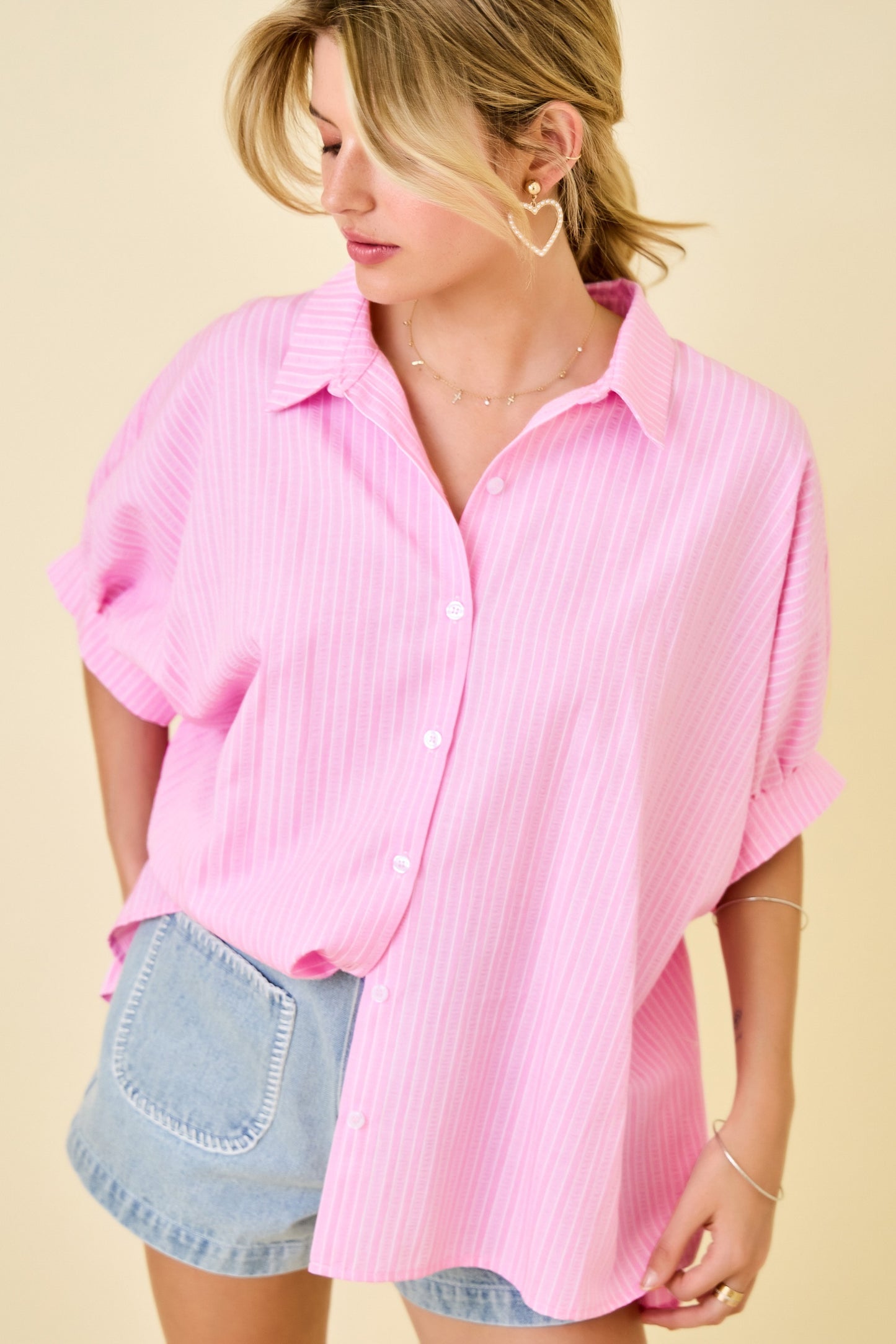 Pink Stripe Oversized Shirt