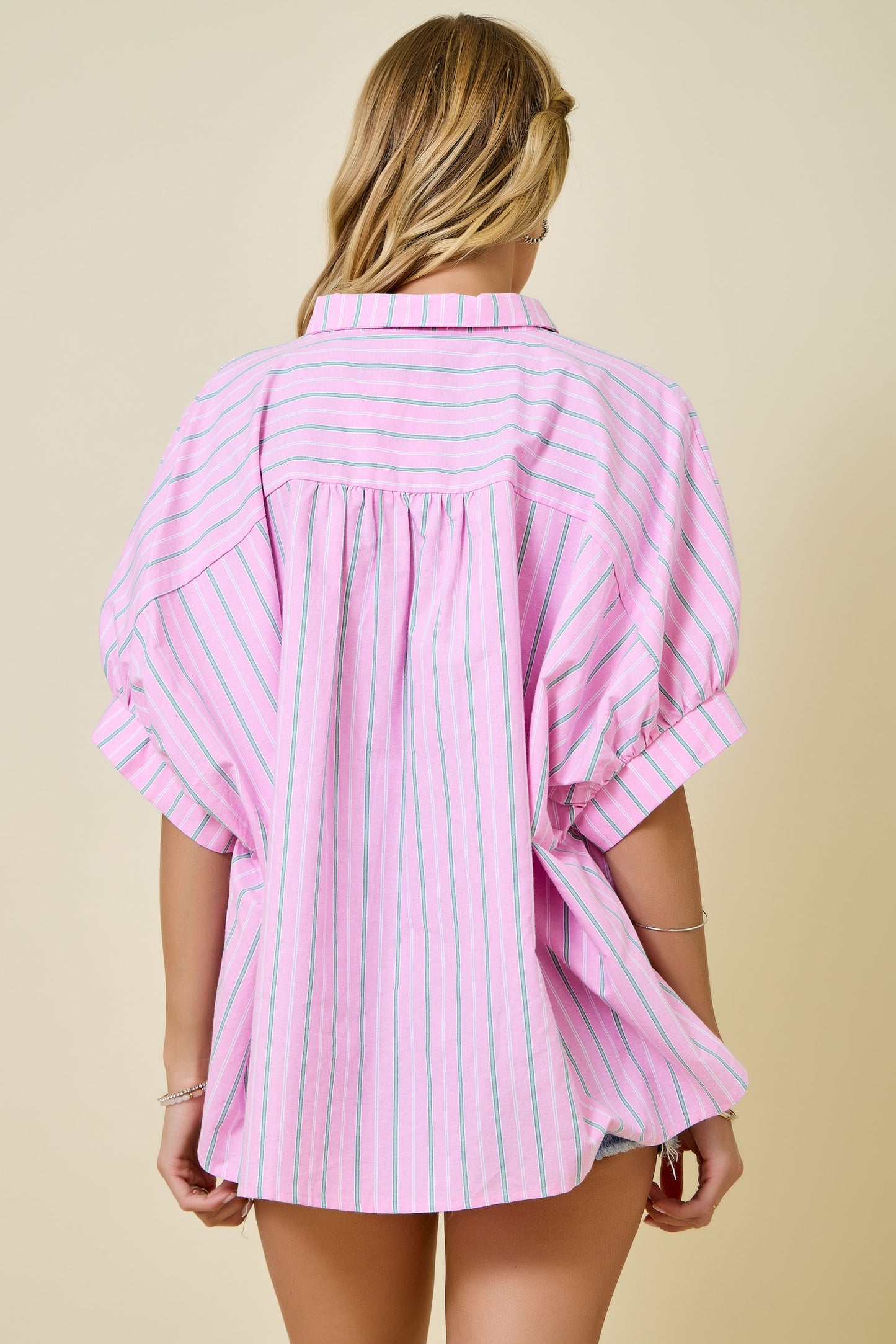 Pink Stripe Oversized Button Down