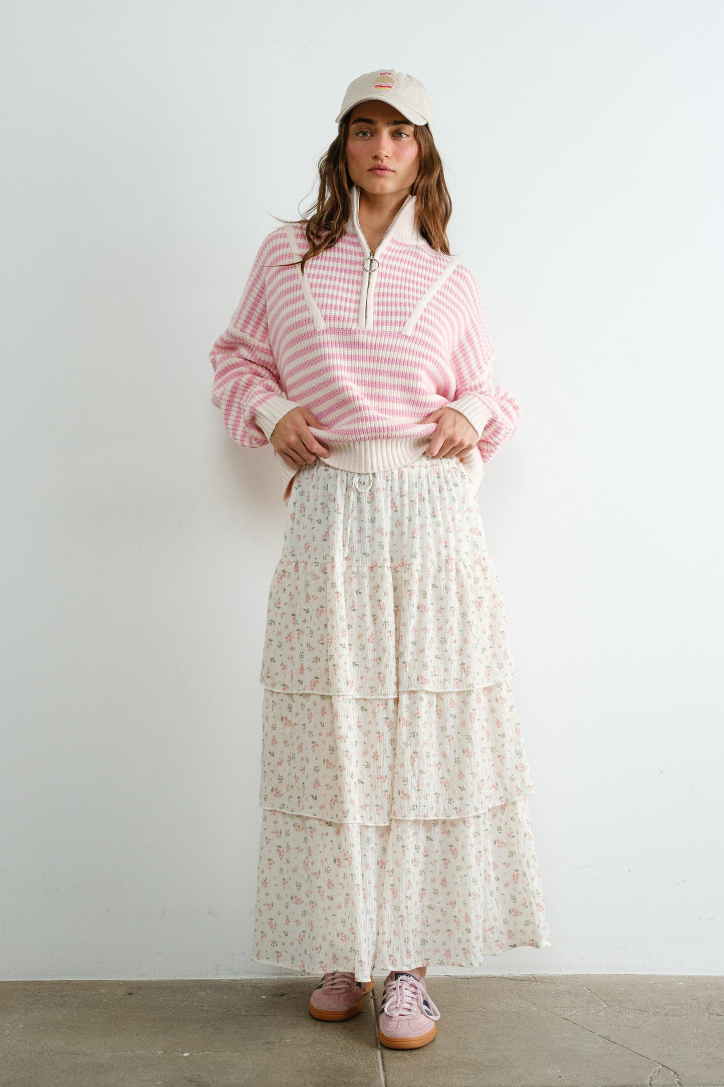 Pink Stripe Half Zip