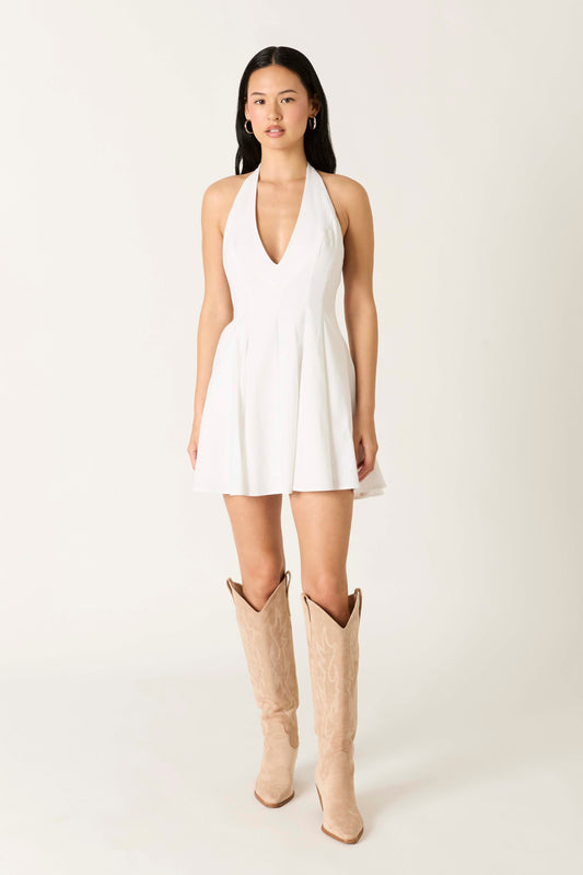 White Classic Halter Mini Dress