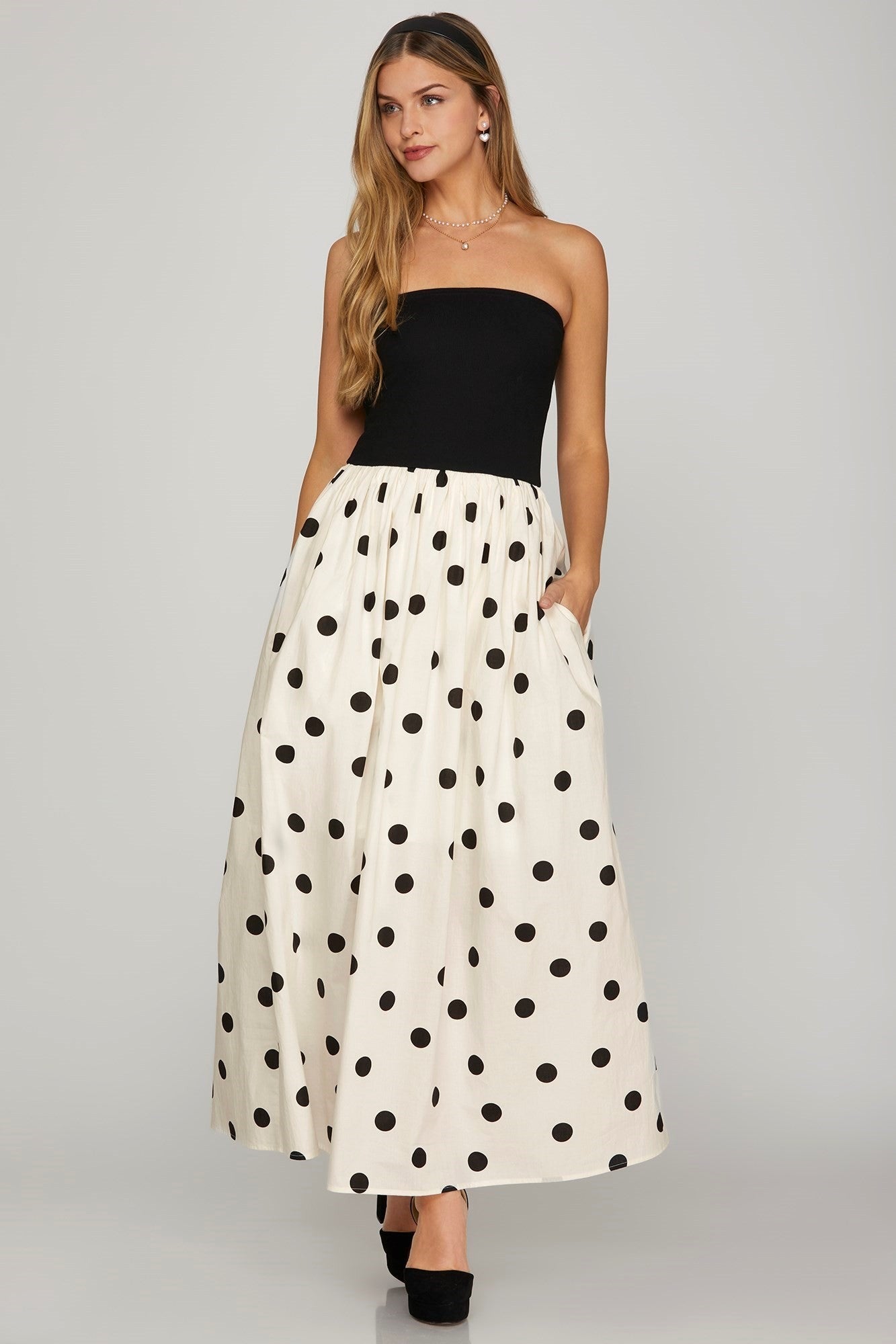 Polka Dot Tube Midi Dress