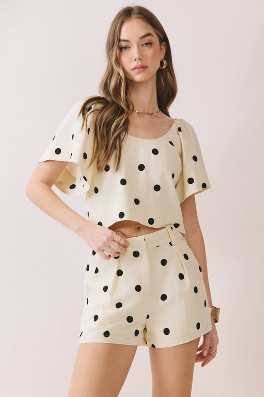 Polka Dot Flutter Sleeve Top