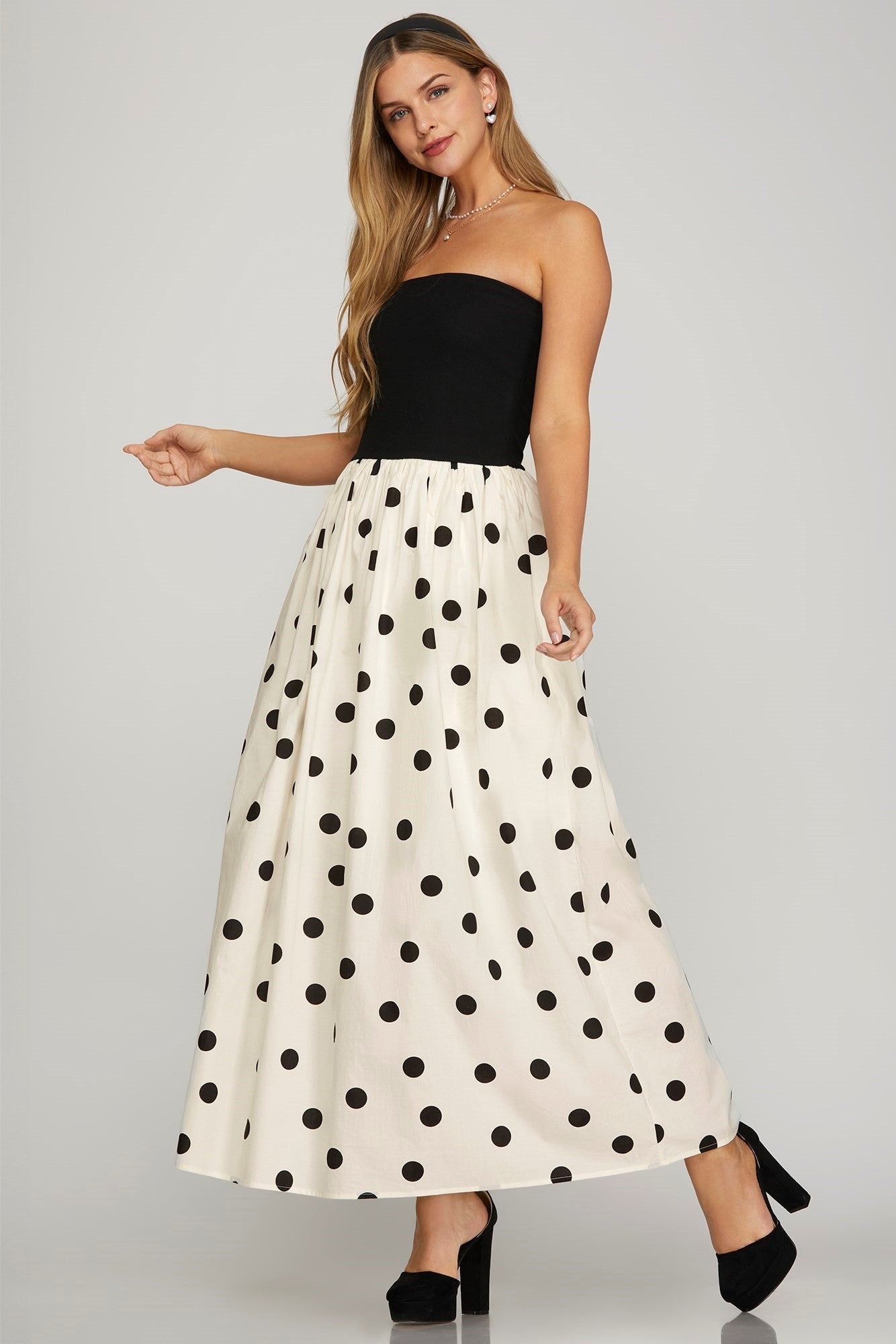 Polka Dot Tube Midi Dress