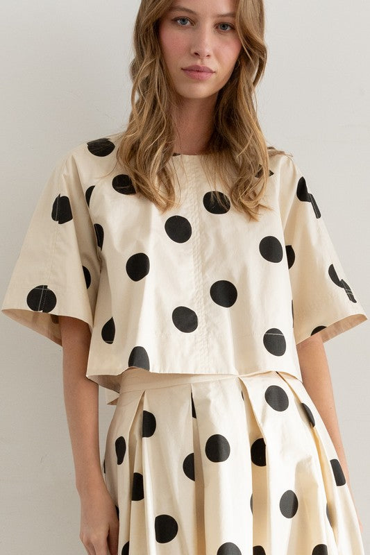 Polka Dot Tie Back Blouse