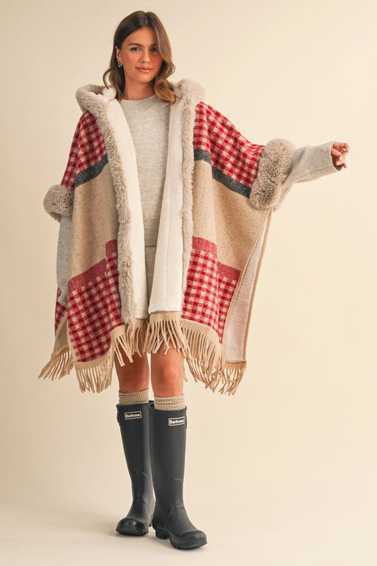 Oversized Fur Cape Poncho