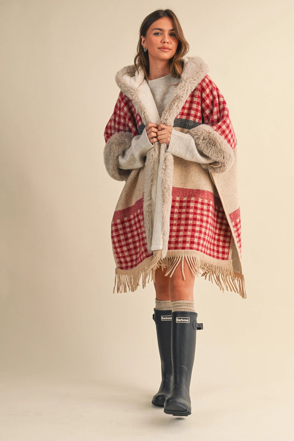 Oversized Fur Cape Poncho