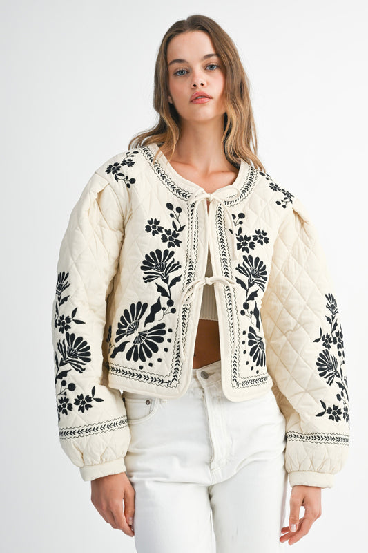 Floral Embroidered Quilted Jacket