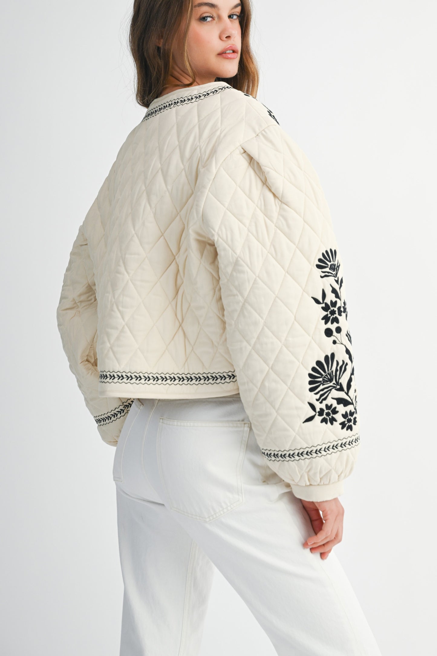 Floral Embroidered Quilted Jacket