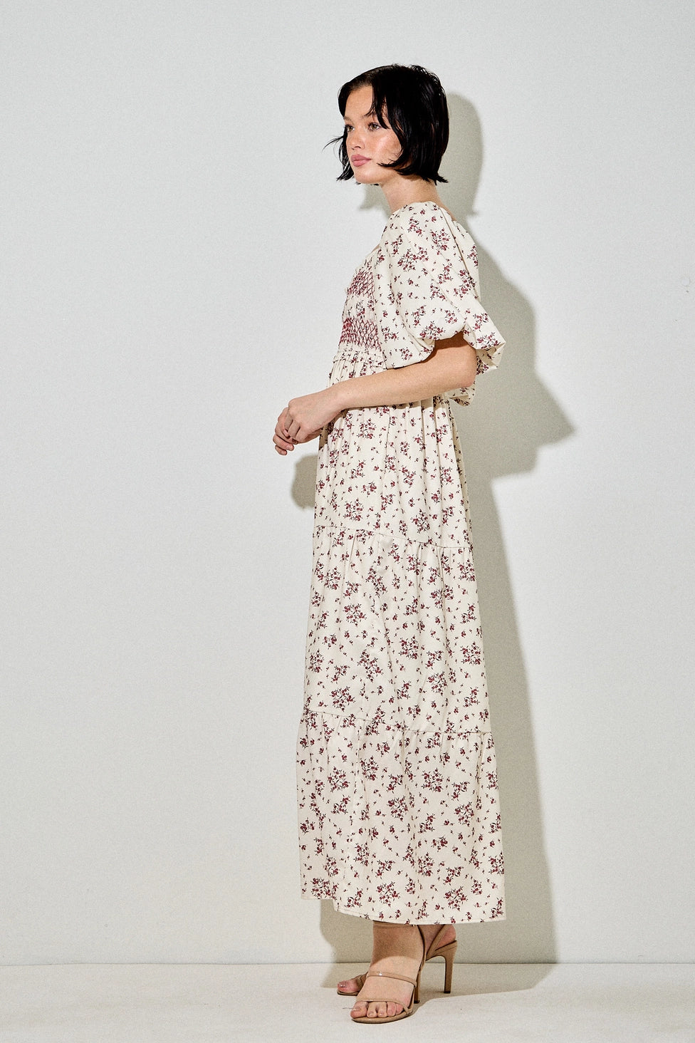 Red Floral Smocked Maxi