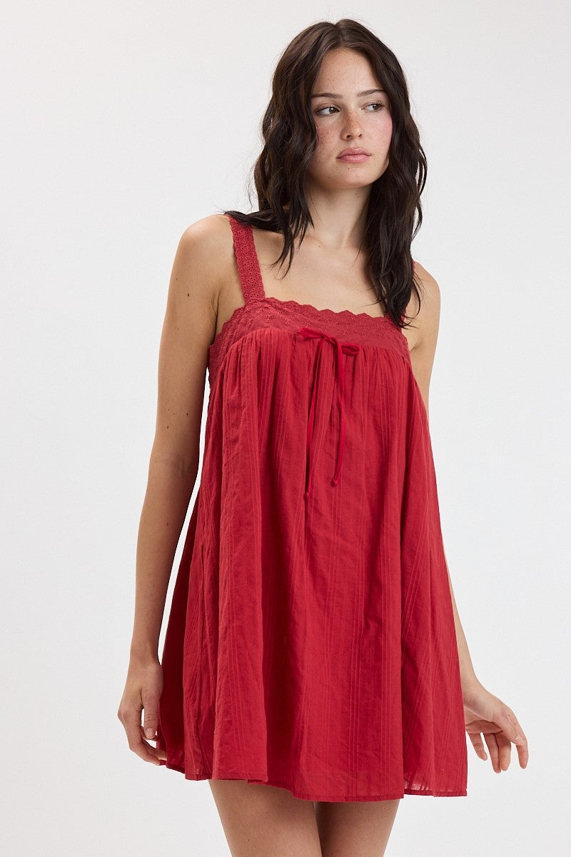 Red Tie Swing Dress