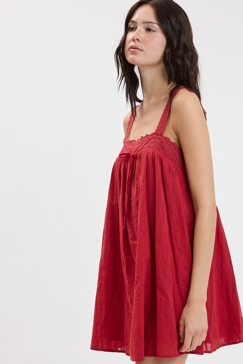 Red Tie Swing Dress