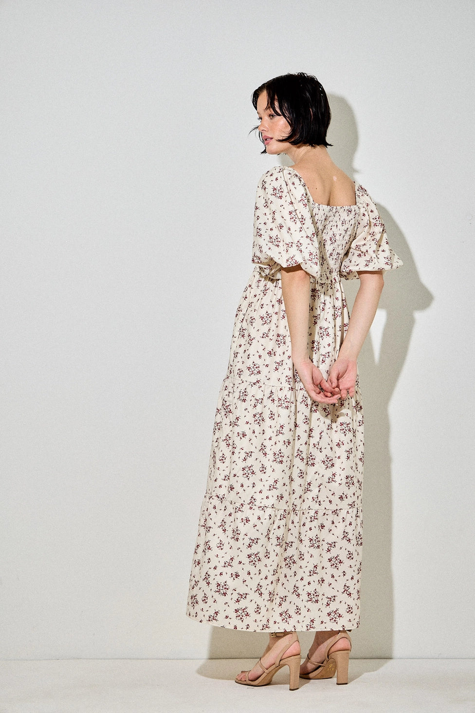 Red Floral Smocked Maxi