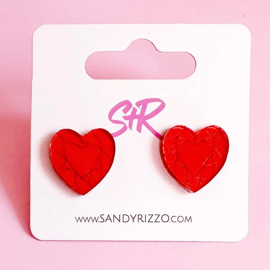 Red Gem Heart Stud