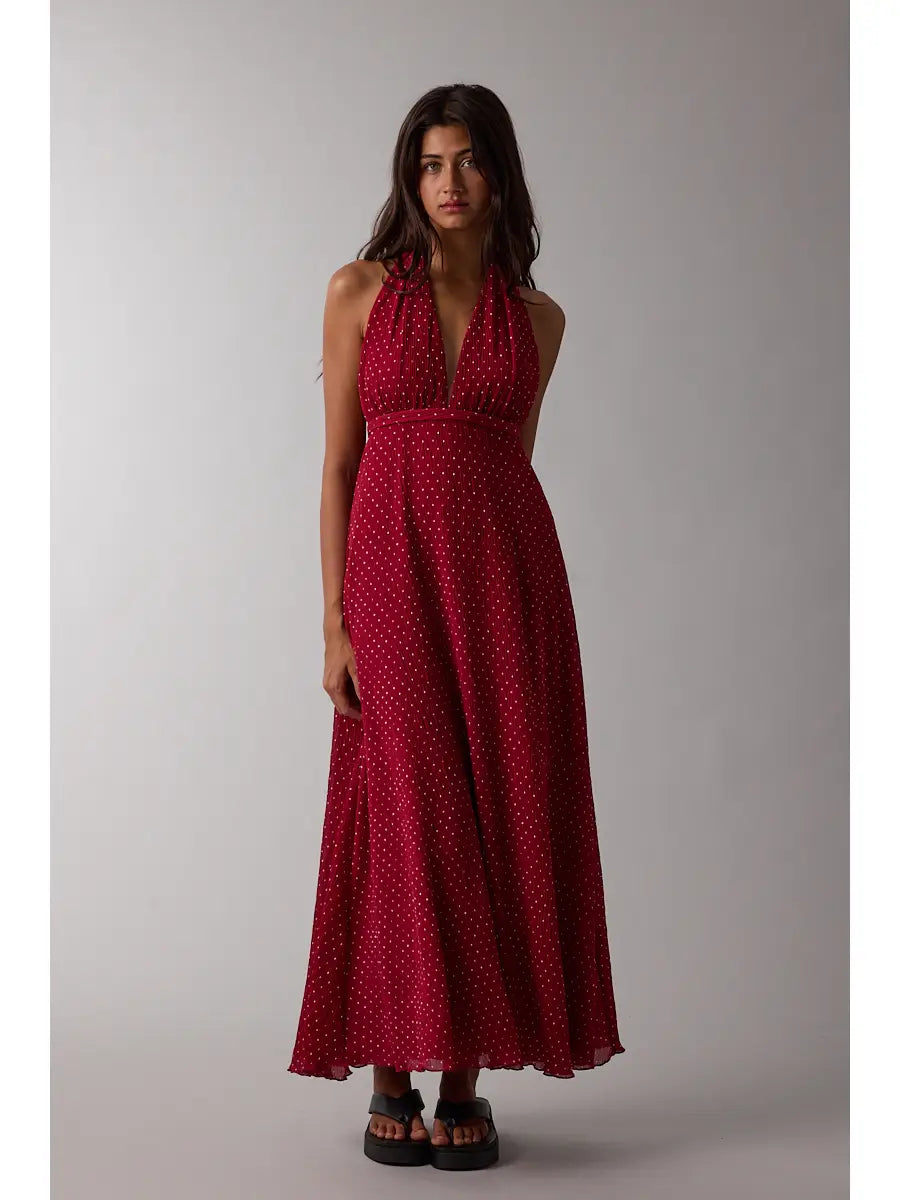 Red Polka Dot Halter Dress