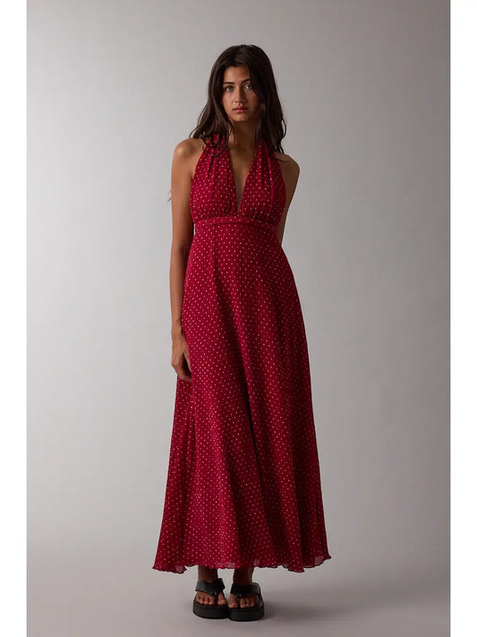 Red Polka Dot Halter Dress