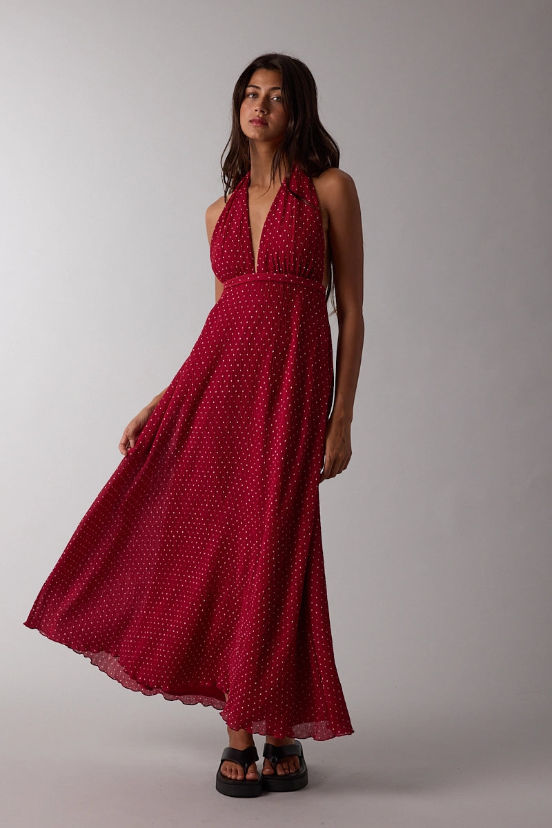 Red Polka Dot Halter Dress