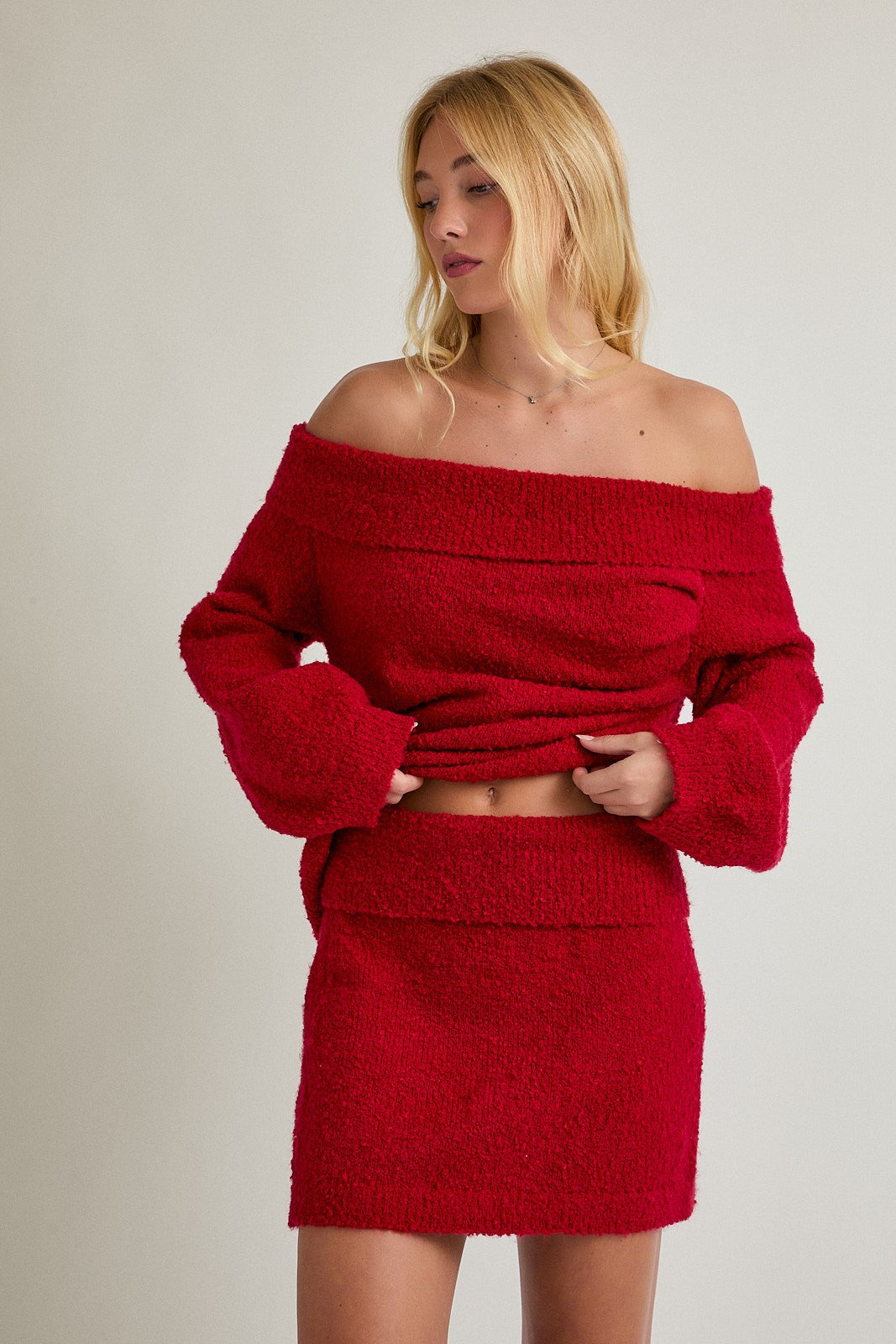 Red Asymmetrical Sweater