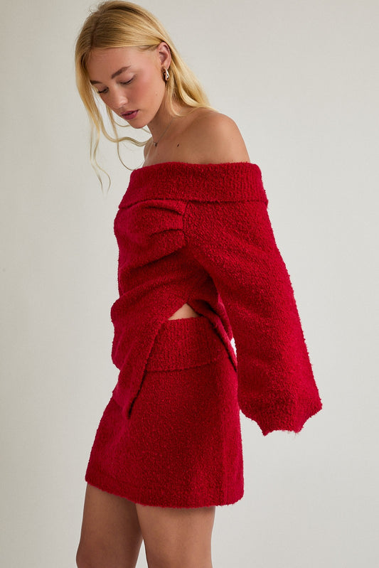 Red Asymmetrical Sweater