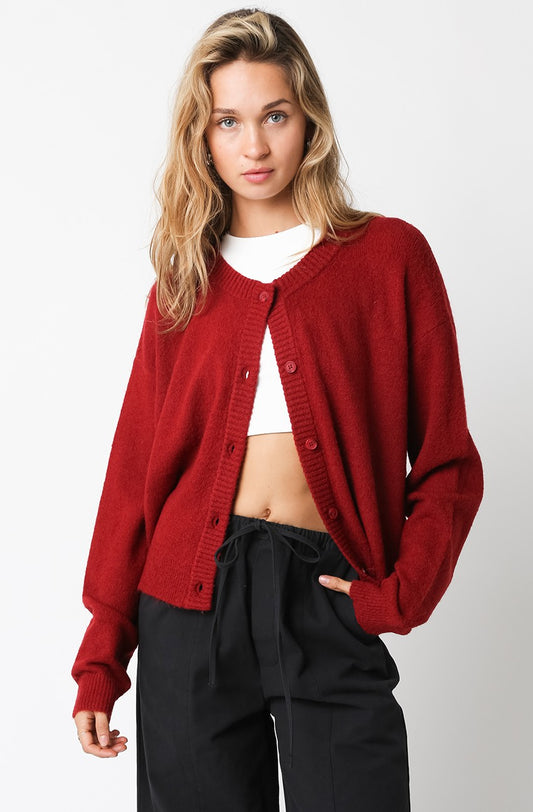 Red Button Up Cardigan