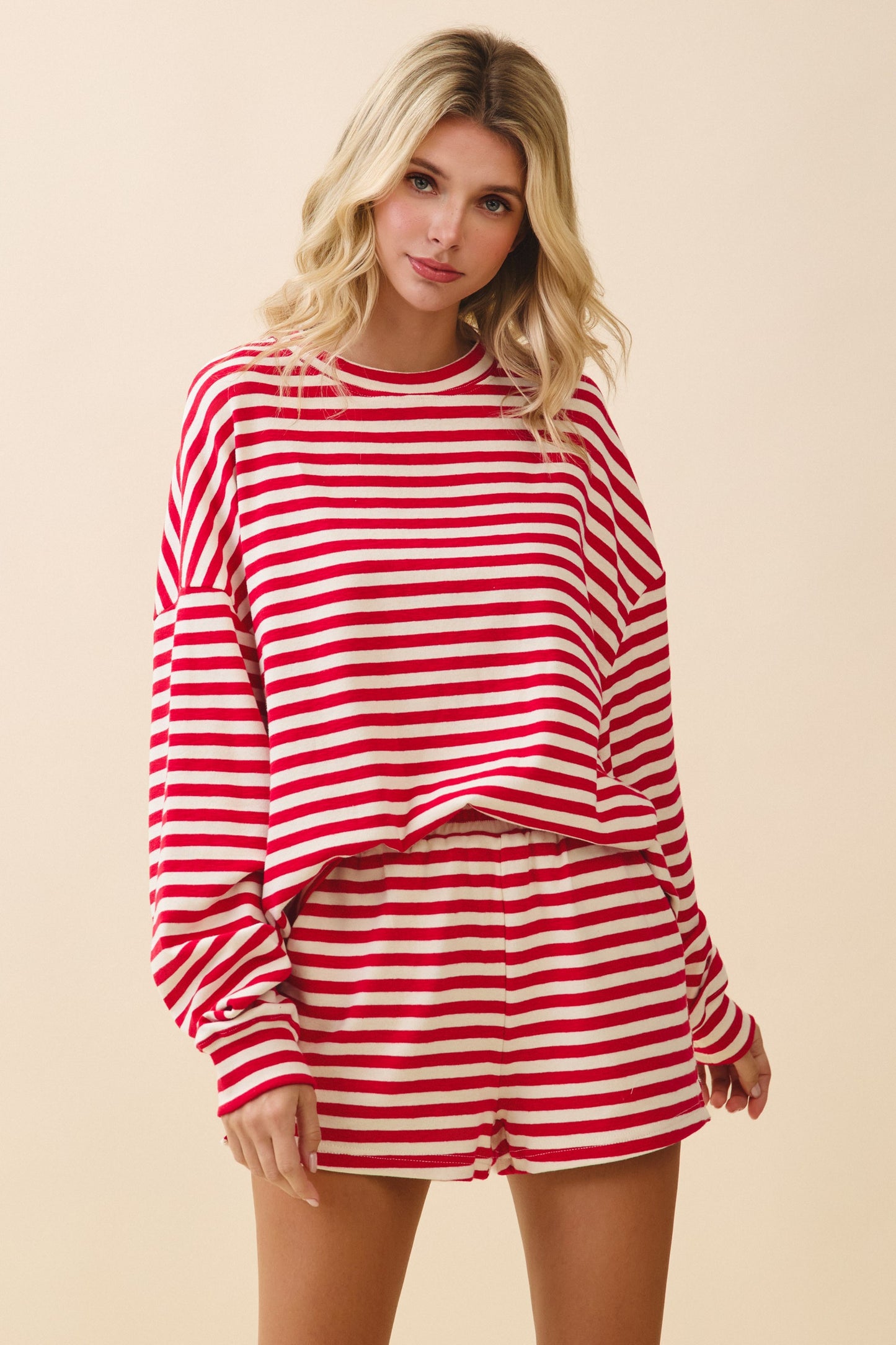 Red Stripe Pull On Shorts
