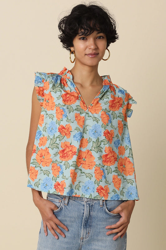 Orange Floral Blouse