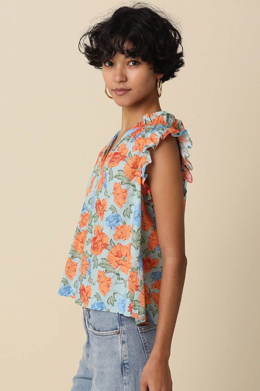 Orange Floral Blouse