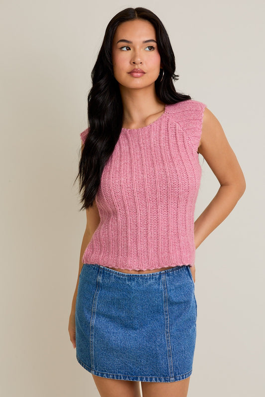 Pink Sleeveless Sweater