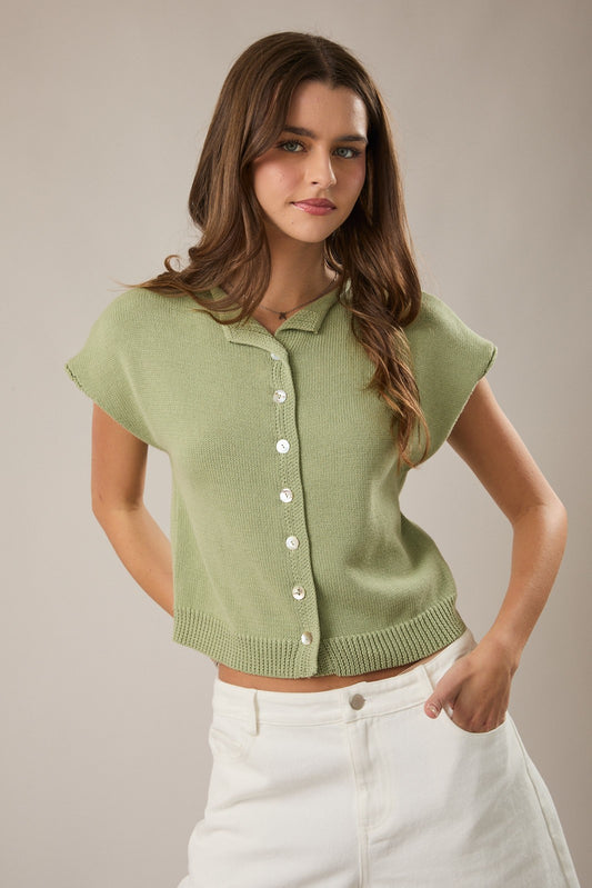 Sage Rolled Hemline Sweater