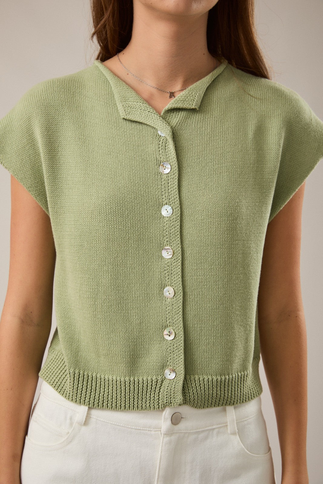 Sage Rolled Hemline Sweater