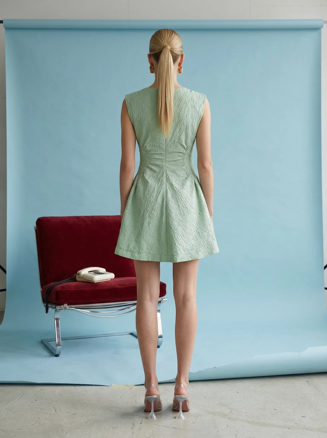 Sage Textured Mini Dress