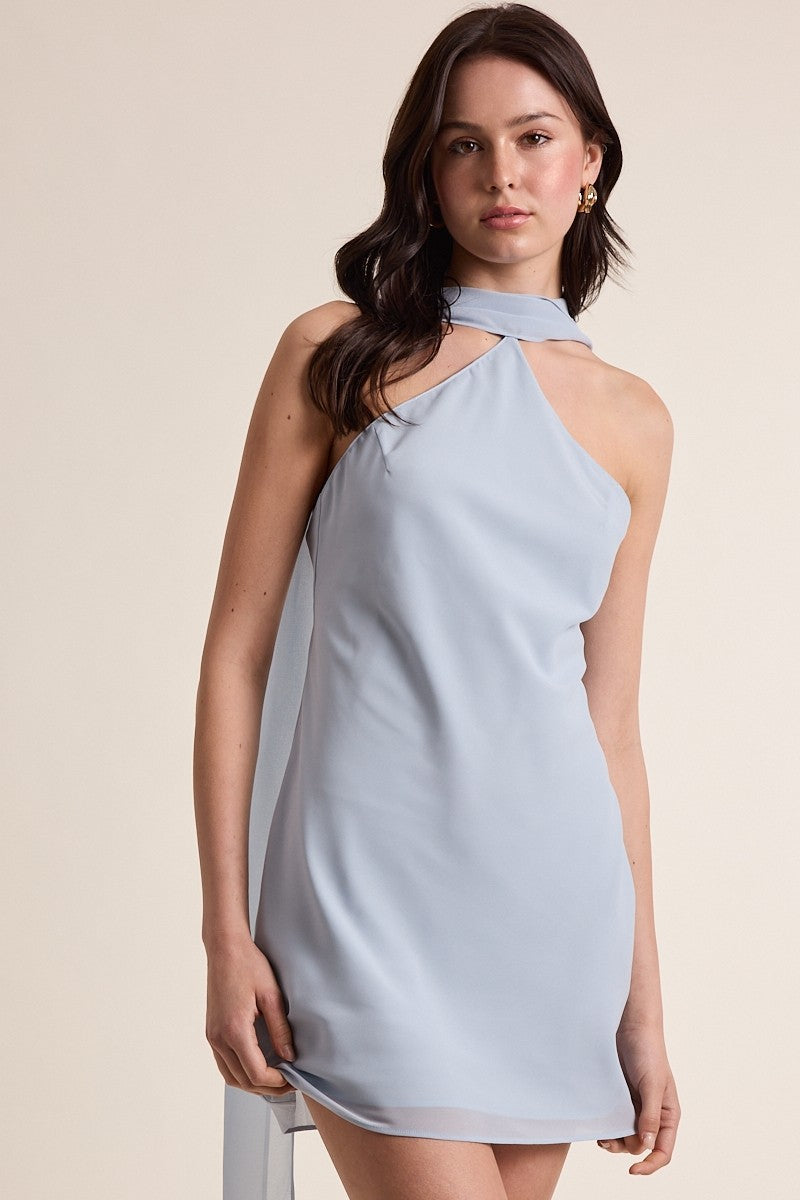 Blue Scarf Mini Dress