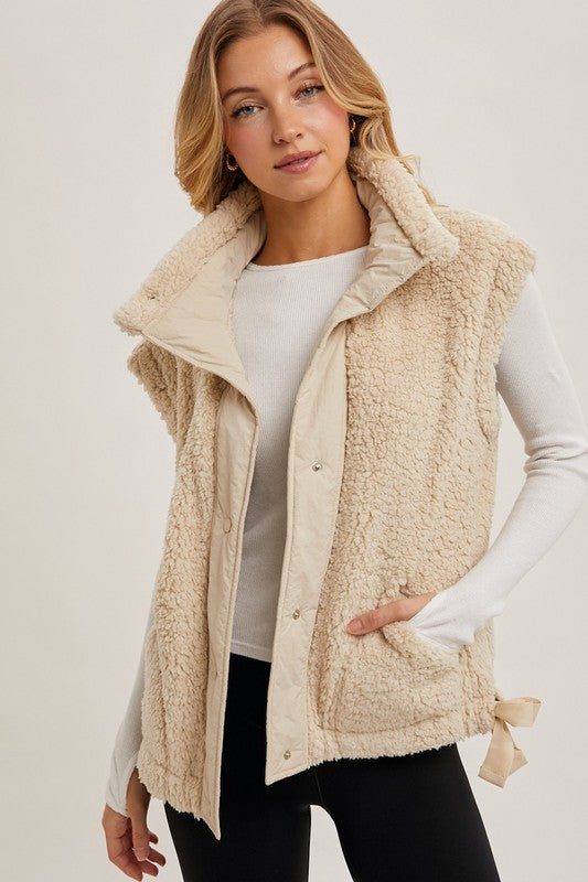 Fleece Sherpa Vest-Beige