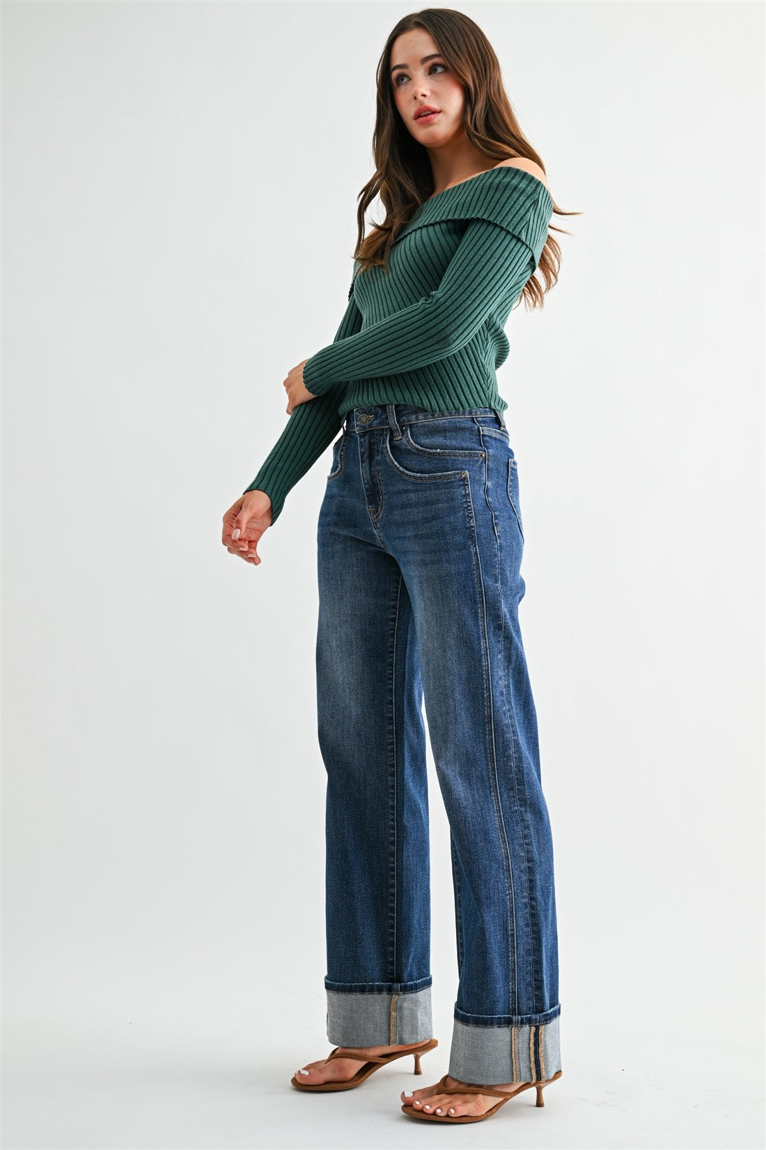 High Rise Slim Cuffed Jean