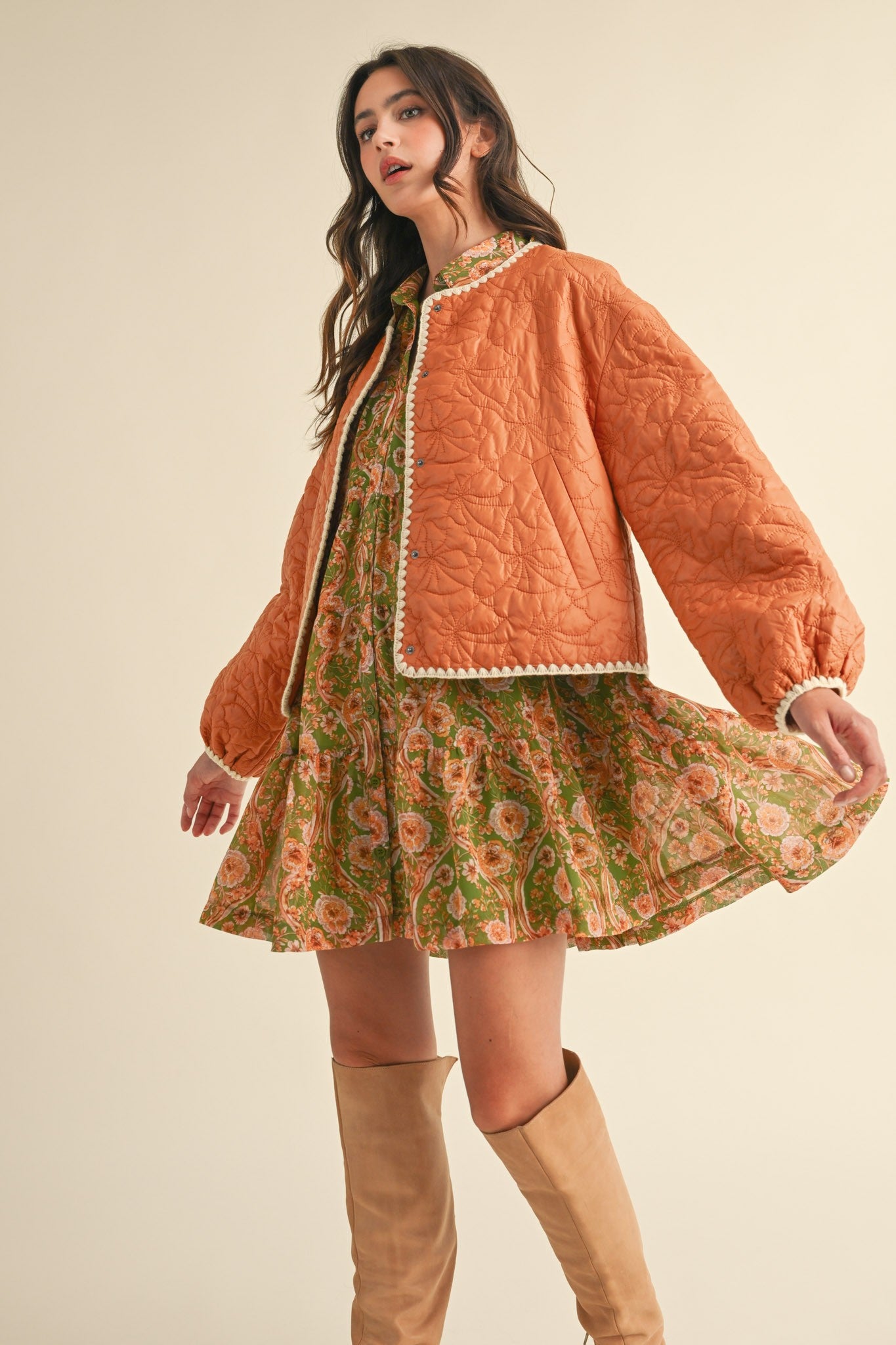 Bow Quilted Puffer Jacket