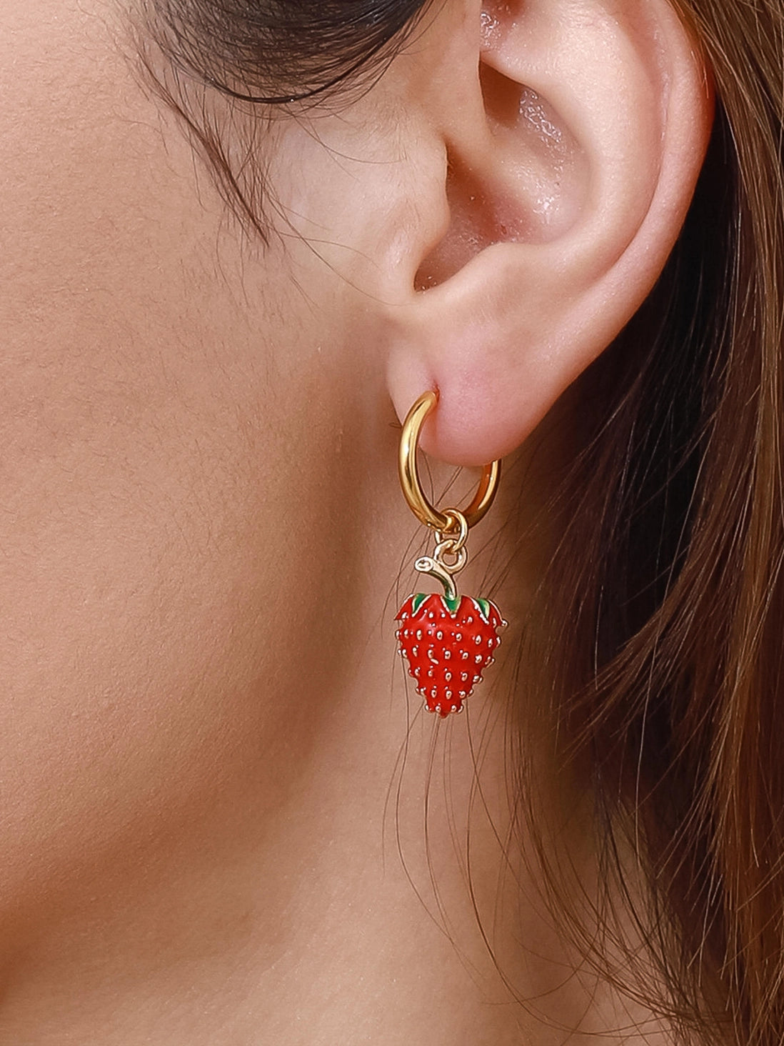 Strawberry 18K NonTarnish Huggies