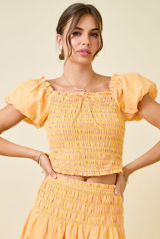 Strawberry Lemonade Gingham Top